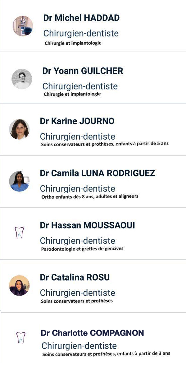 Liste des dentistes